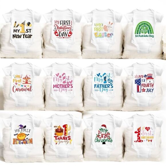 Baby onesies my first birthday, first Mother’s Day , first Father’s Day - Picture 1 of 6